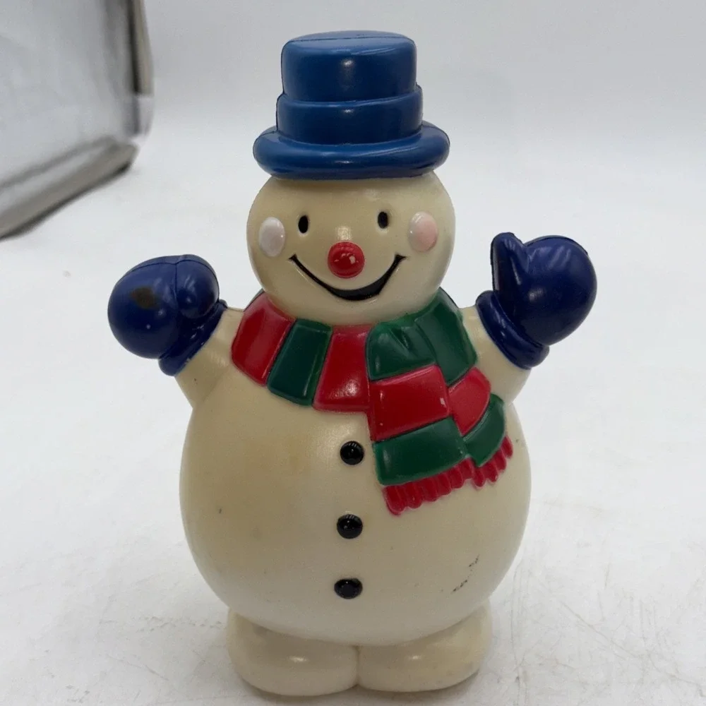 Vintage Christmas Blow Mold Hard Plastic Snowman 8
